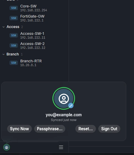 Synced card in SheepTerm